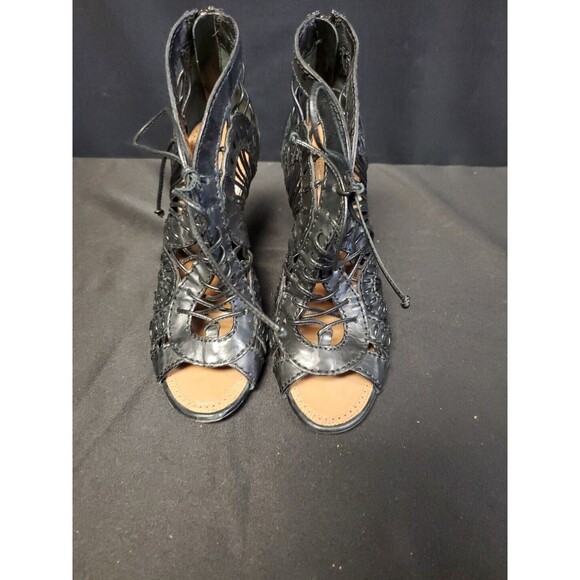 Alaia Paris Designer Laser Cut Stiletto Heel Black Sandals Bootie Sz 36/ US Sz 6 - Picture 3 of 8